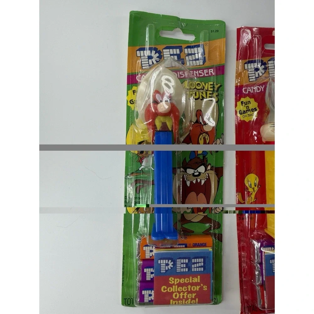 Vintage Looney Tunes PEZ Dispenser Lot 6 Sealed Carded Bugs Bunny Taz Sylvester